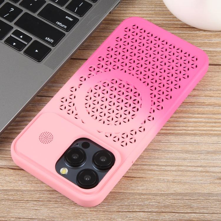 For iPhone 15 Pro Gradient Color Honeycomb Aromatherapy MagSafe Phone Case