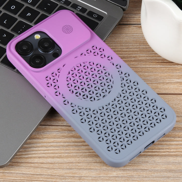 For iPhone 15 Pro Gradient Color Honeycomb Aromatherapy MagSafe Phone Case