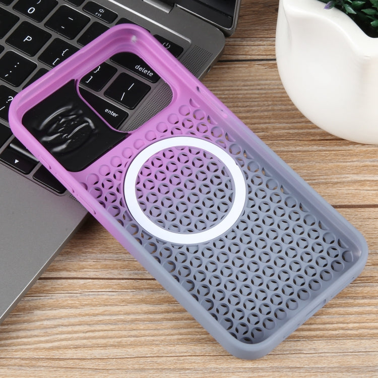For iPhone 15 Plus Gradient Color Honeycomb Aromatherapy MagSafe Phone Case