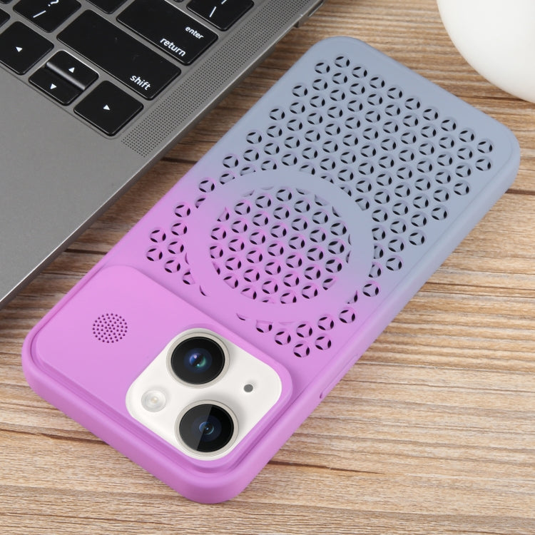 For iPhone 15 Plus Gradient Color Honeycomb Aromatherapy MagSafe Phone Case