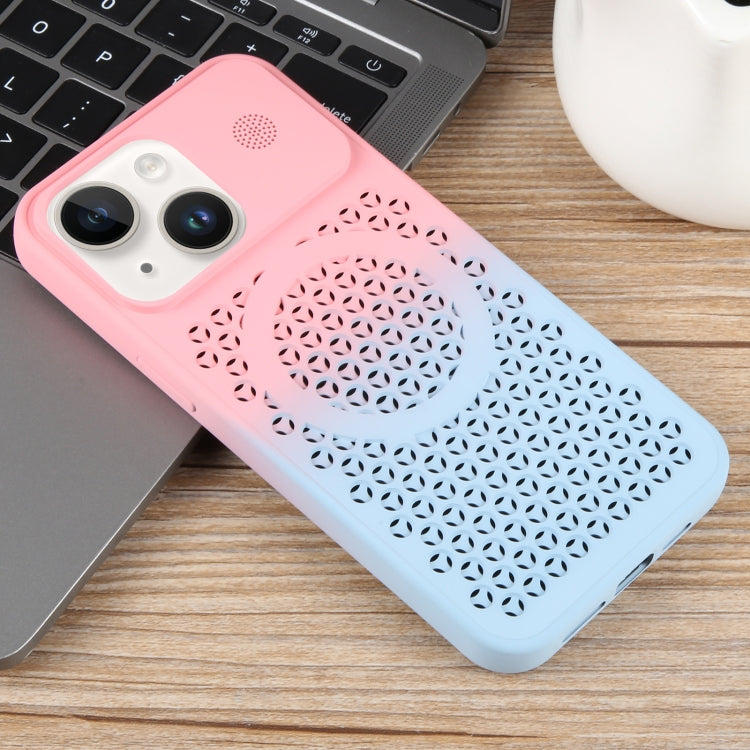 For iPhone 15 Gradient Color Honeycomb Aromatherapy MagSafe Phone Case