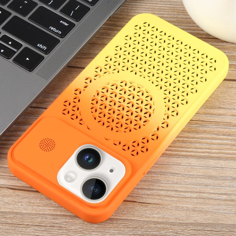 For iPhone 14 Plus Gradient Color Honeycomb Aromatherapy MagSafe Phone Case
