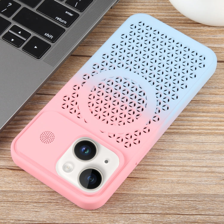 For iPhone 14 Plus Gradient Color Honeycomb Aromatherapy MagSafe Phone Case
