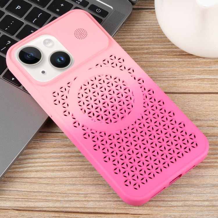 For iPhone 14 Plus Gradient Color Honeycomb Aromatherapy MagSafe Phone Case