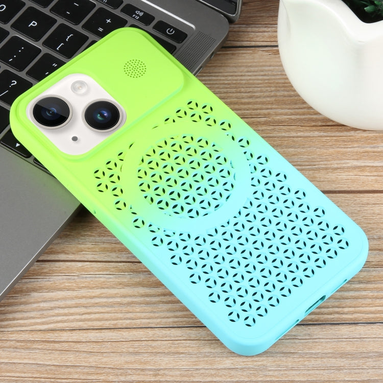 For iPhone 14 Plus Gradient Color Honeycomb Aromatherapy MagSafe Phone Case
