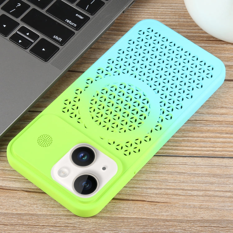 For iPhone 14 Plus Gradient Color Honeycomb Aromatherapy MagSafe Phone Case