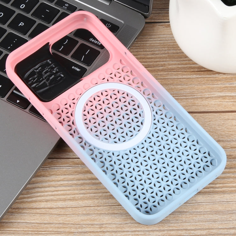 For iPhone 14 Gradient Color Honeycomb Aromatherapy MagSafe Phone Case