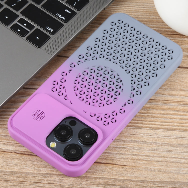 For iPhone 14 Pro Gradient Color Honeycomb Aromatherapy MagSafe Phone Case
