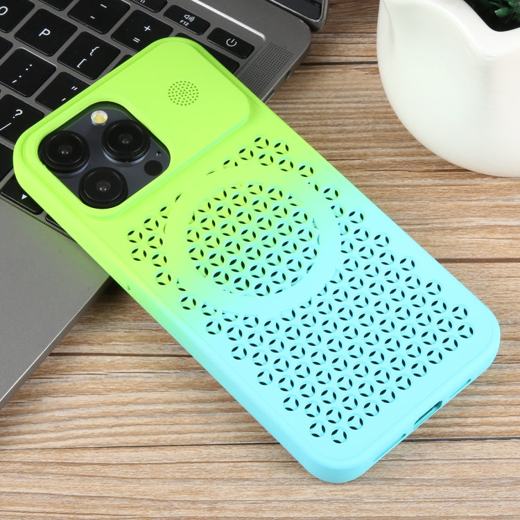 For iPhone 14 Pro Gradient Color Honeycomb Aromatherapy MagSafe Phone Case