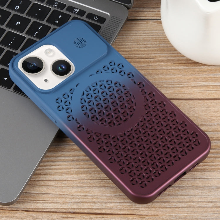 For iPhone 13 Gradient Color Honeycomb Aromatherapy MagSafe Phone Case