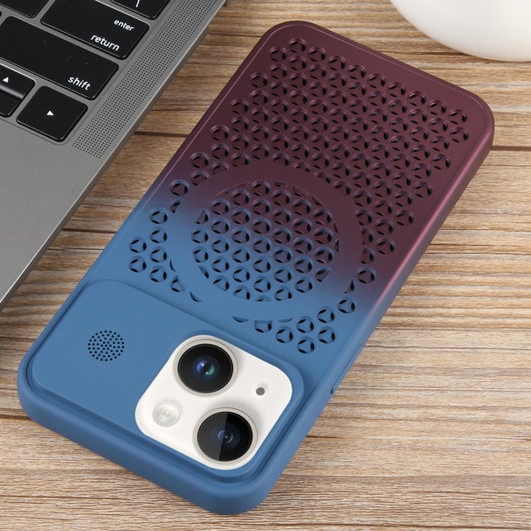 For iPhone 13 Gradient Color Honeycomb Aromatherapy MagSafe Phone Case