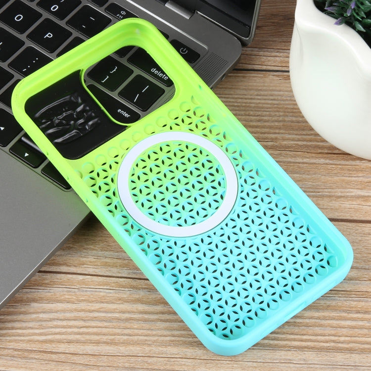 For iPhone 13 Gradient Color Honeycomb Aromatherapy MagSafe Phone Case