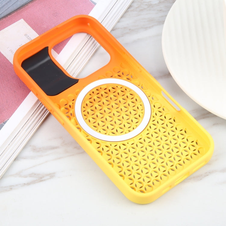 For iPhone 16 Pro Gradient Color Honeycomb Aromatherapy MagSafe Phone Case