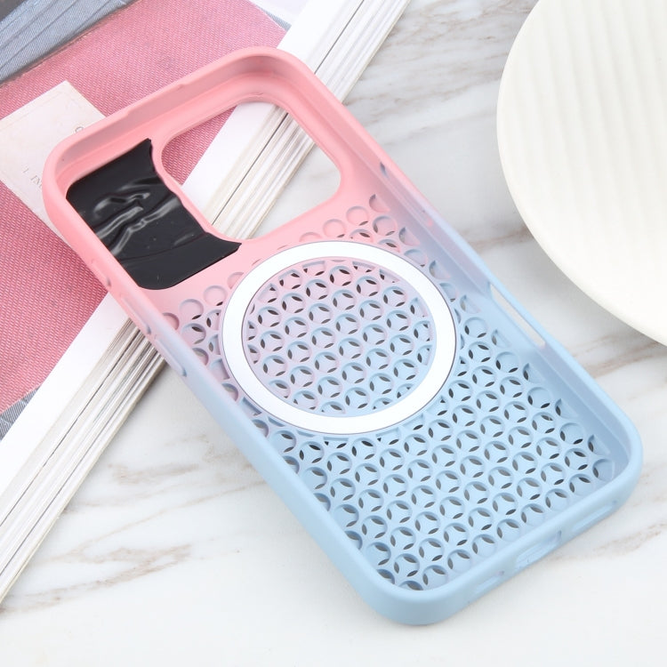 For iPhone 16 Pro Gradient Color Honeycomb Aromatherapy MagSafe Phone Case