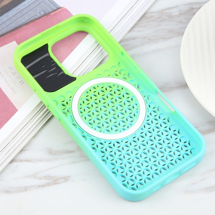For iPhone 16 Pro Gradient Color Honeycomb Aromatherapy MagSafe Phone Case