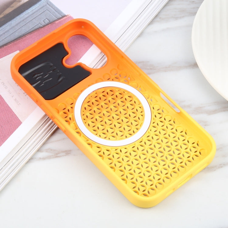 For iPhone 16 Plus Gradient Color Honeycomb Aromatherapy MagSafe Phone Case