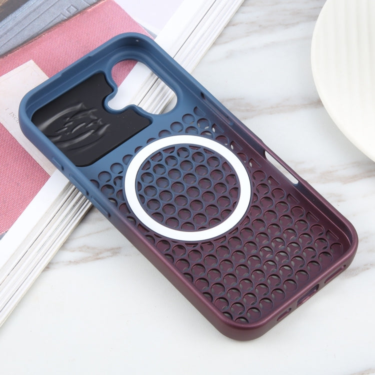For iPhone 16 Plus Gradient Color Honeycomb Aromatherapy MagSafe Phone Case