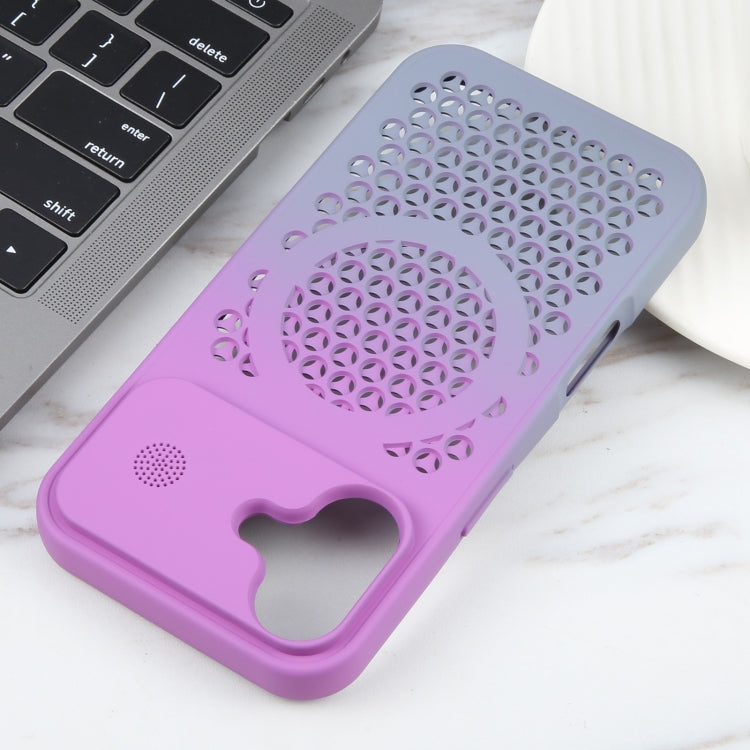 For iPhone 16 Plus Gradient Color Honeycomb Aromatherapy MagSafe Phone Case
