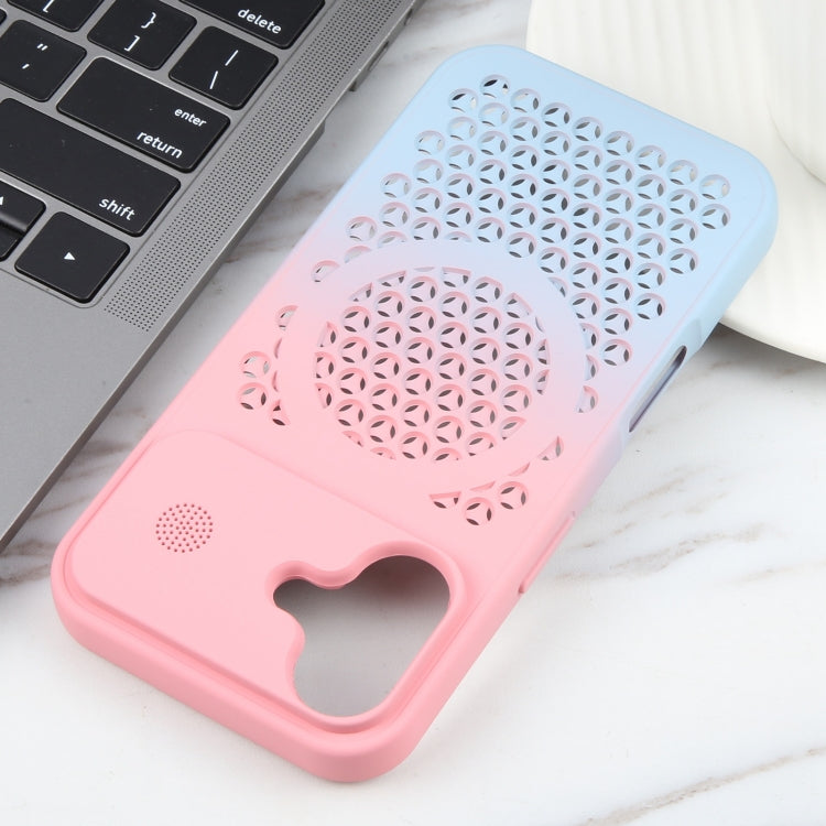 For iPhone 16 Gradient Color Honeycomb Aromatherapy MagSafe Phone Case