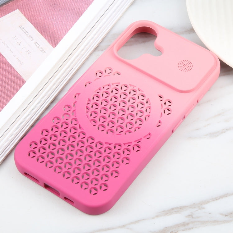 For iPhone 16 Gradient Color Honeycomb Aromatherapy MagSafe Phone Case
