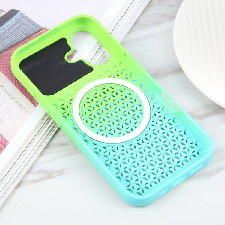 For iPhone 16 Gradient Color Honeycomb Aromatherapy MagSafe Phone Case