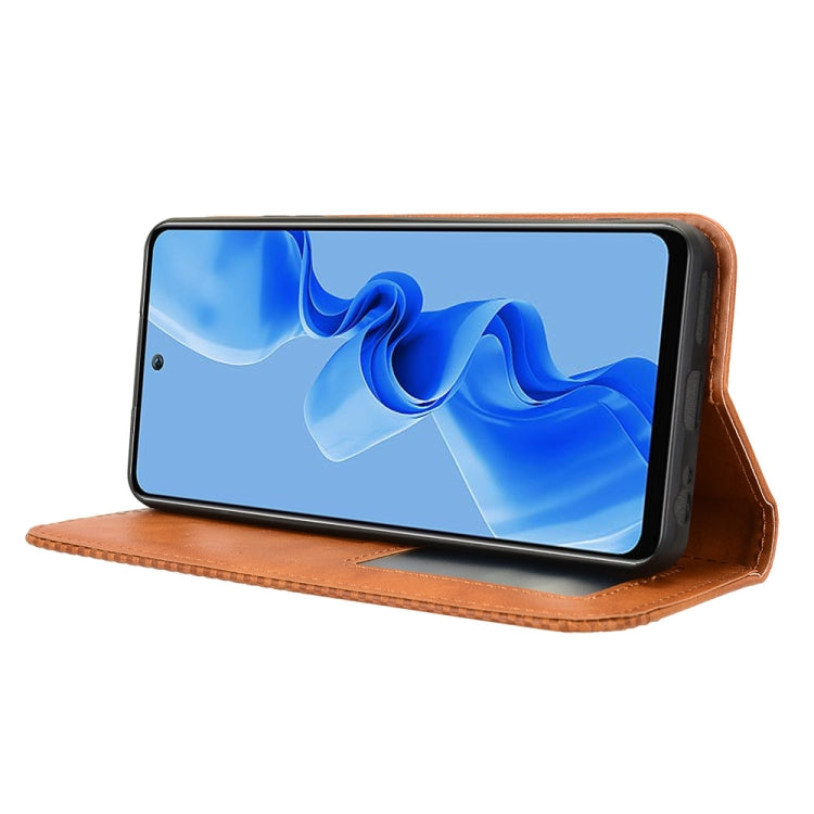 For itel S24 4G S667LN Magnetic Buckle Retro Texture Leather Phone Case