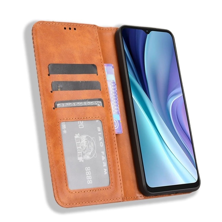For itel A50 Magnetic Buckle Retro Texture Leather Phone Case