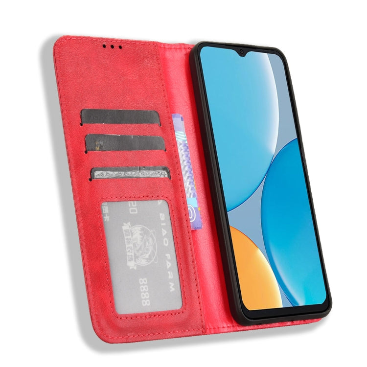 For itel A50C Magnetic Buckle Retro Texture Leather Phone Case