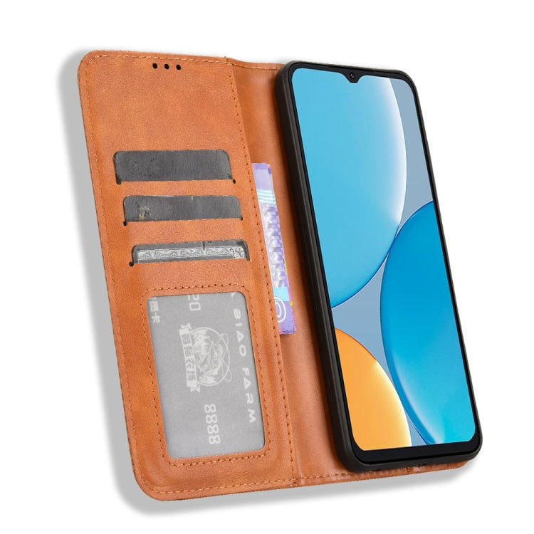 For itel A50C Magnetic Buckle Retro Texture Leather Phone Case