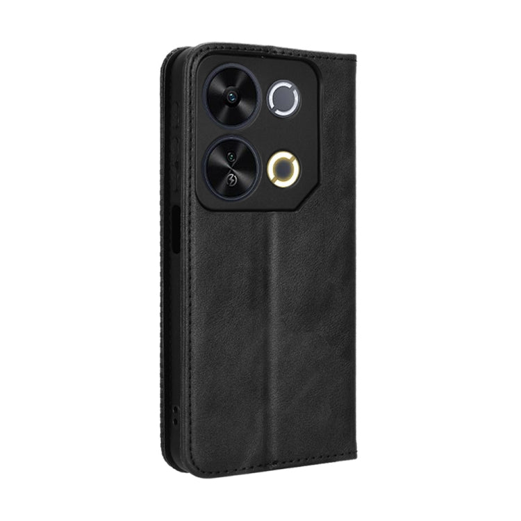 For itel P65 4G Magnetic Buckle Retro Texture Leather Phone Case