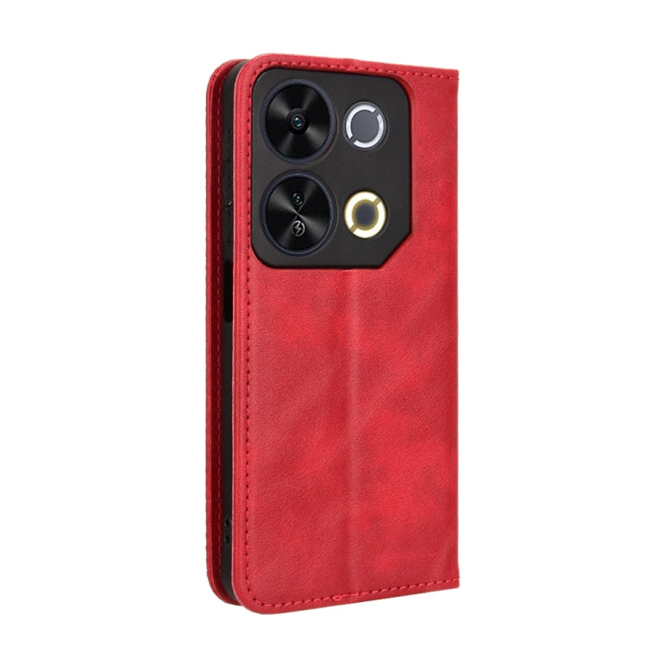 For itel P65 4G Magnetic Buckle Retro Texture Leather Phone Case