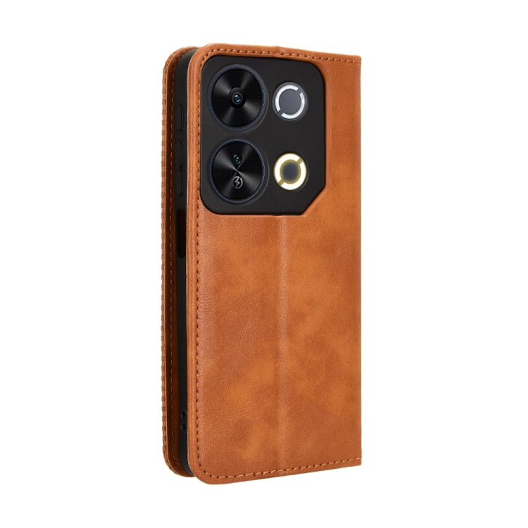 For itel P65 4G Magnetic Buckle Retro Texture Leather Phone Case