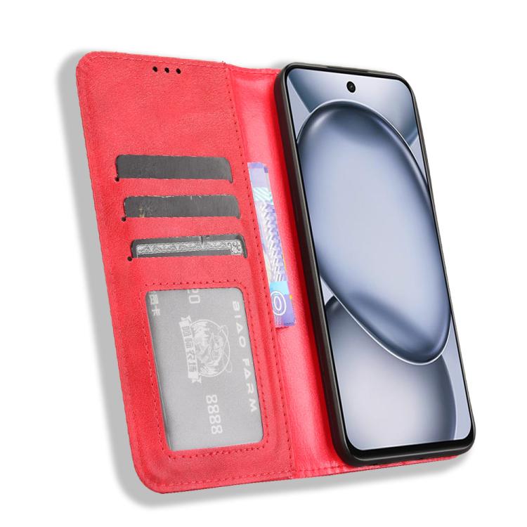 For itel A80 4G Magnetic Buckle Retro Texture Leather Phone Case