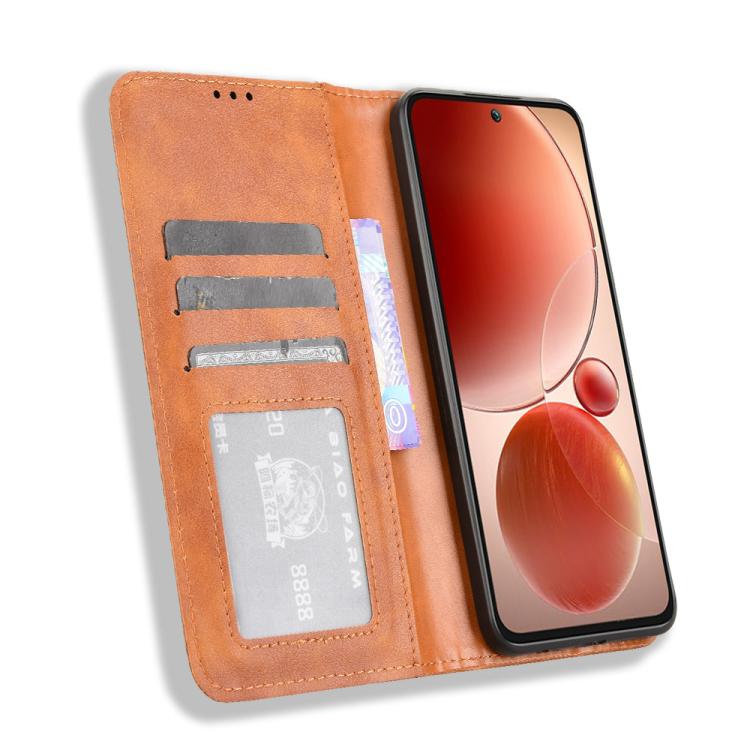 For itel S25 4G Magnetic Buckle Retro Texture Leather Phone Case