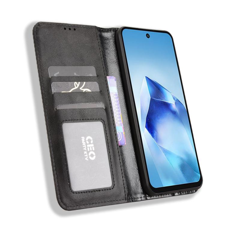 For itel Power 70 Magnetic Buckle Retro Texture Leather Phone Case