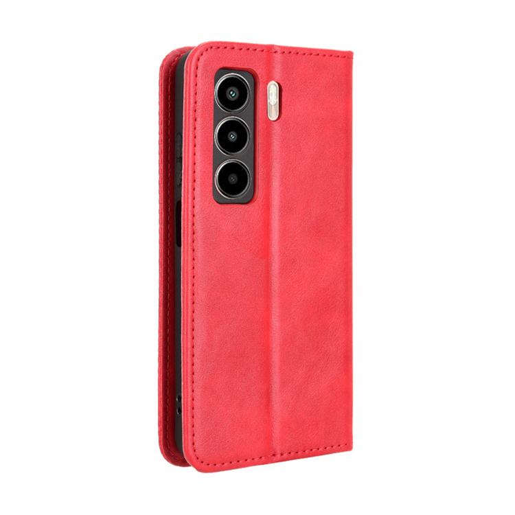 For itel Power 70 Magnetic Buckle Retro Texture Leather Phone Case