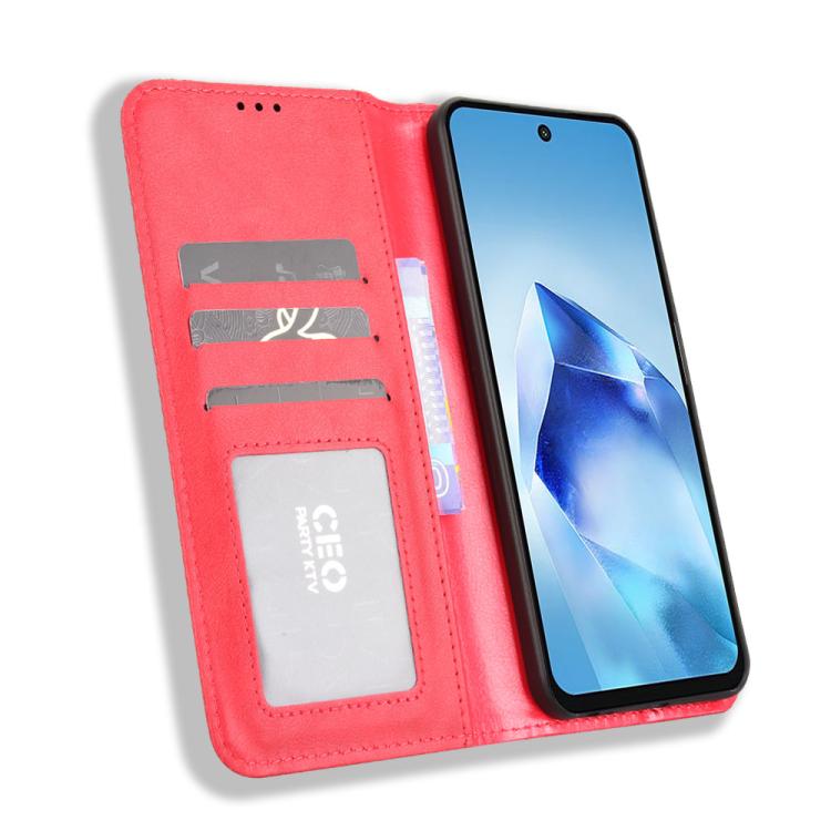 For itel Power 70 Magnetic Buckle Retro Texture Leather Phone Case