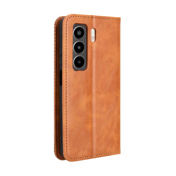 For itel Power 70 Magnetic Buckle Retro Texture Leather Phone Case