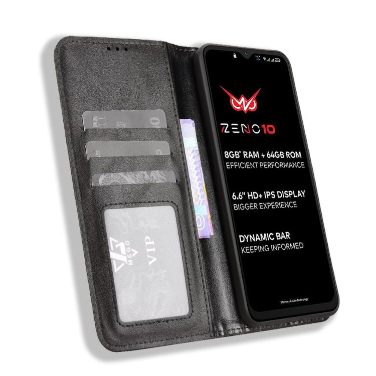 For itel Zeno 10 Magnetic Buckle Retro Texture Leather Phone Case