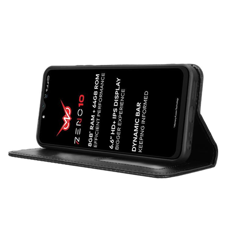 For itel Zeno 10 Magnetic Buckle Retro Texture Leather Phone Case