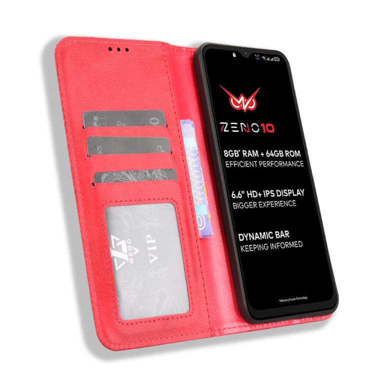 For itel Zeno 10 Magnetic Buckle Retro Texture Leather Phone Case