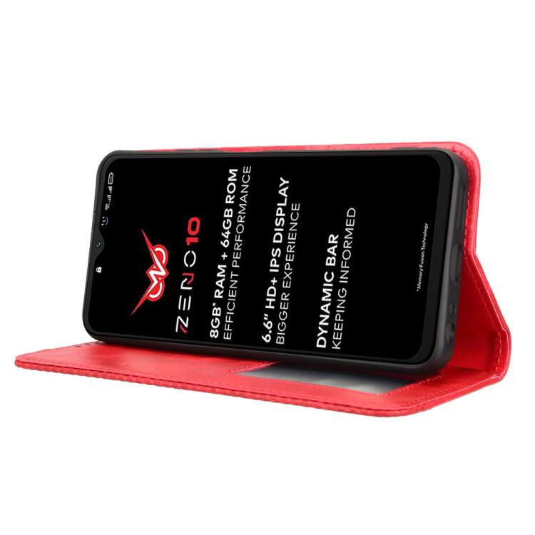 For itel Zeno 10 Magnetic Buckle Retro Texture Leather Phone Case