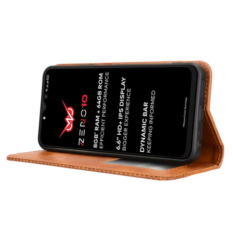 For itel Zeno 10 Magnetic Buckle Retro Texture Leather Phone Case