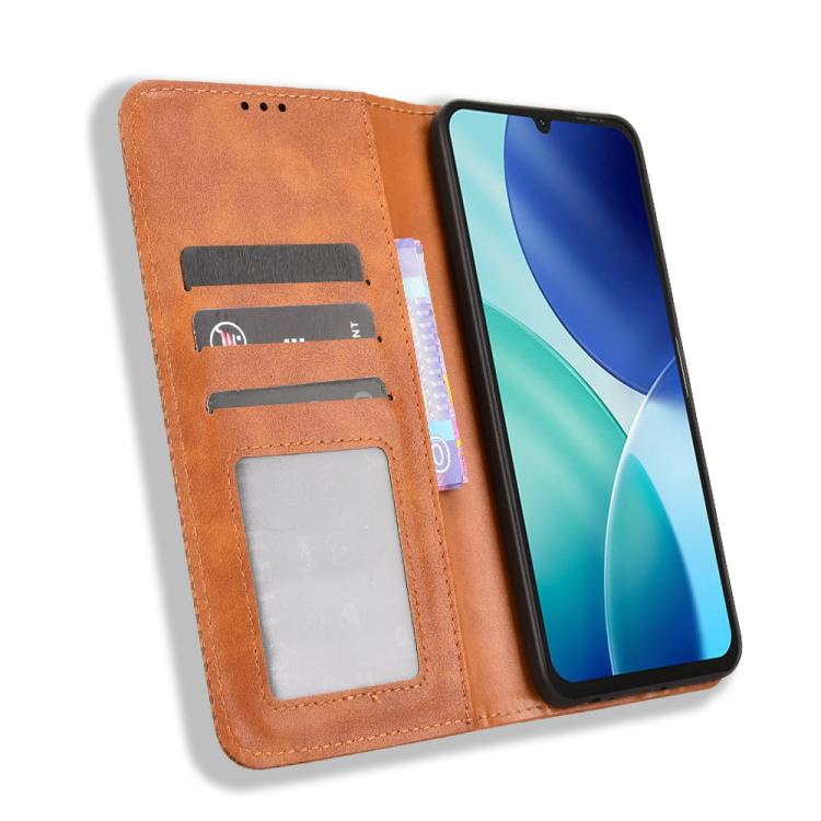 For itel A100 4G Magnetic Buckle Retro Texture Leather Phone Case