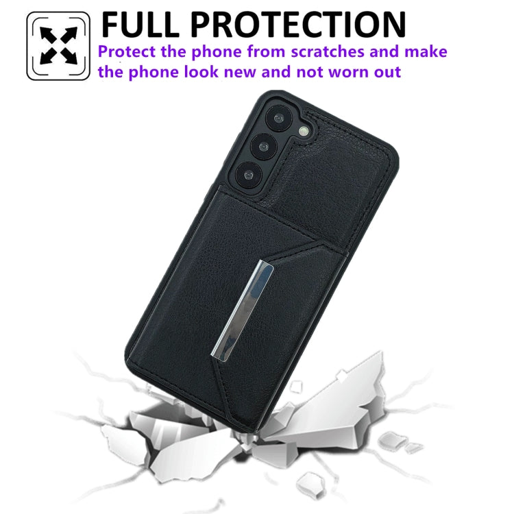 For Samsung Galaxy S21 FE 5G Solid Color Metal Buckle Card Slots Bag Phone Case