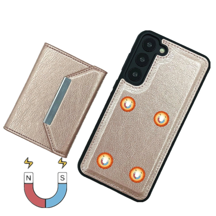 For Samsung Galaxy S21 FE 5G Solid Color Metal Buckle Card Slots Bag Phone Case