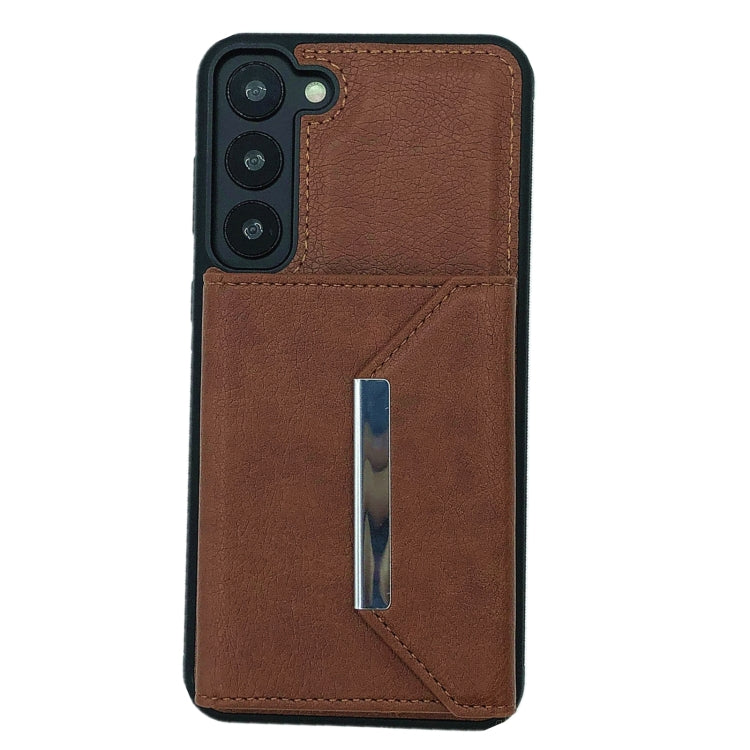 For Samsung Galaxy S21+ 5G Solid Color Metal Buckle Card Slots Bag Phone Case