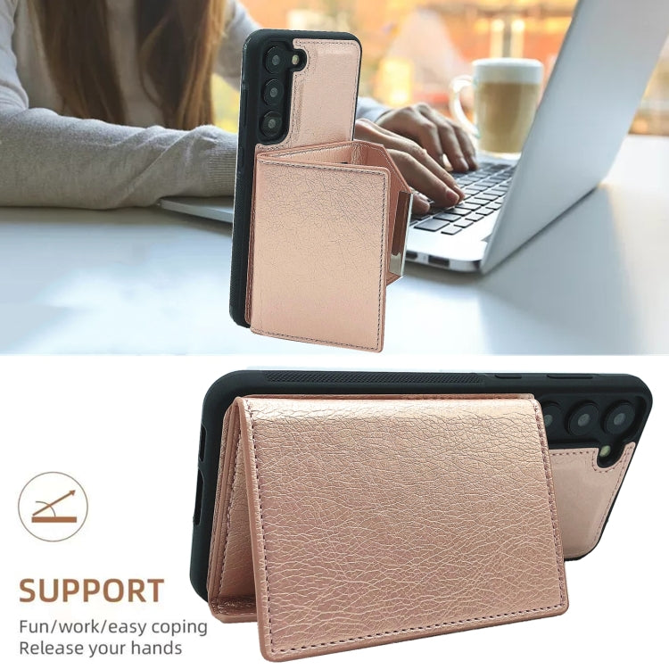 For Samsung Galaxy S21+ 5G Solid Color Metal Buckle Card Slots Bag Phone Case