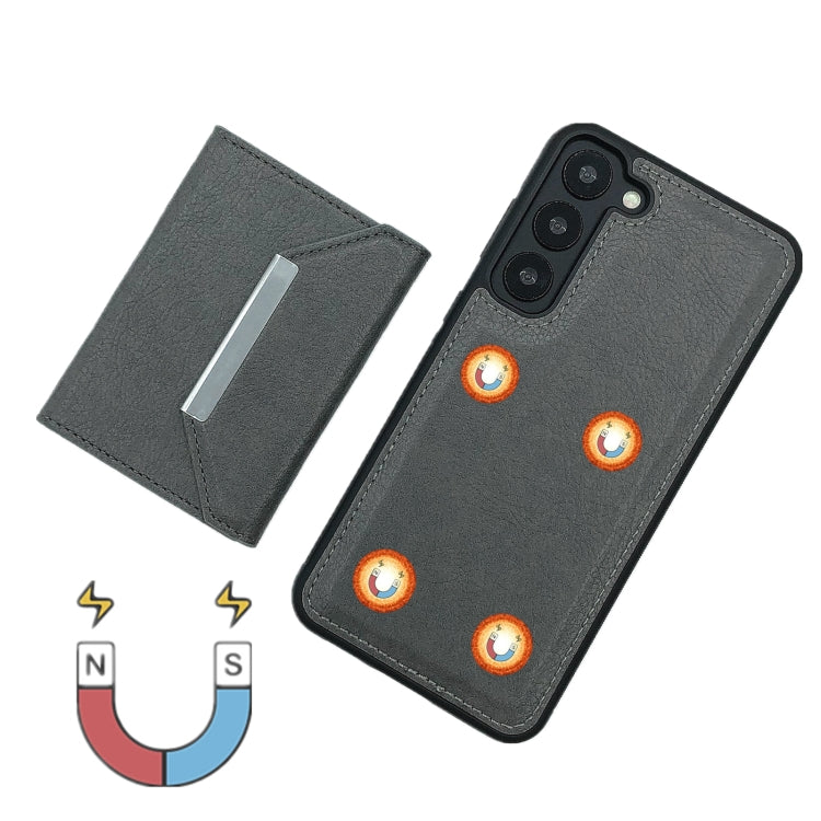 For Samsung Galaxy S22+ 5G Solid Color Metal Buckle Card Slots Bag Phone Case
