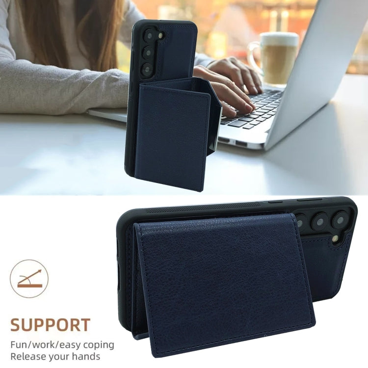 For Samsung Galaxy S23+ 5G Solid Color Metal Buckle Card Slots Bag Phone Case